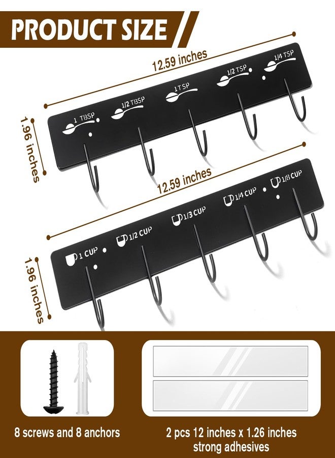 ProtectHobby 2 Pack Measuring Cups and Spoons Hanging Rack, Black Hanging Cups and Spoons Rack, Space Saving Kitchen Utensil Holder, Including Screw and Adhesive Mounting - Image 2